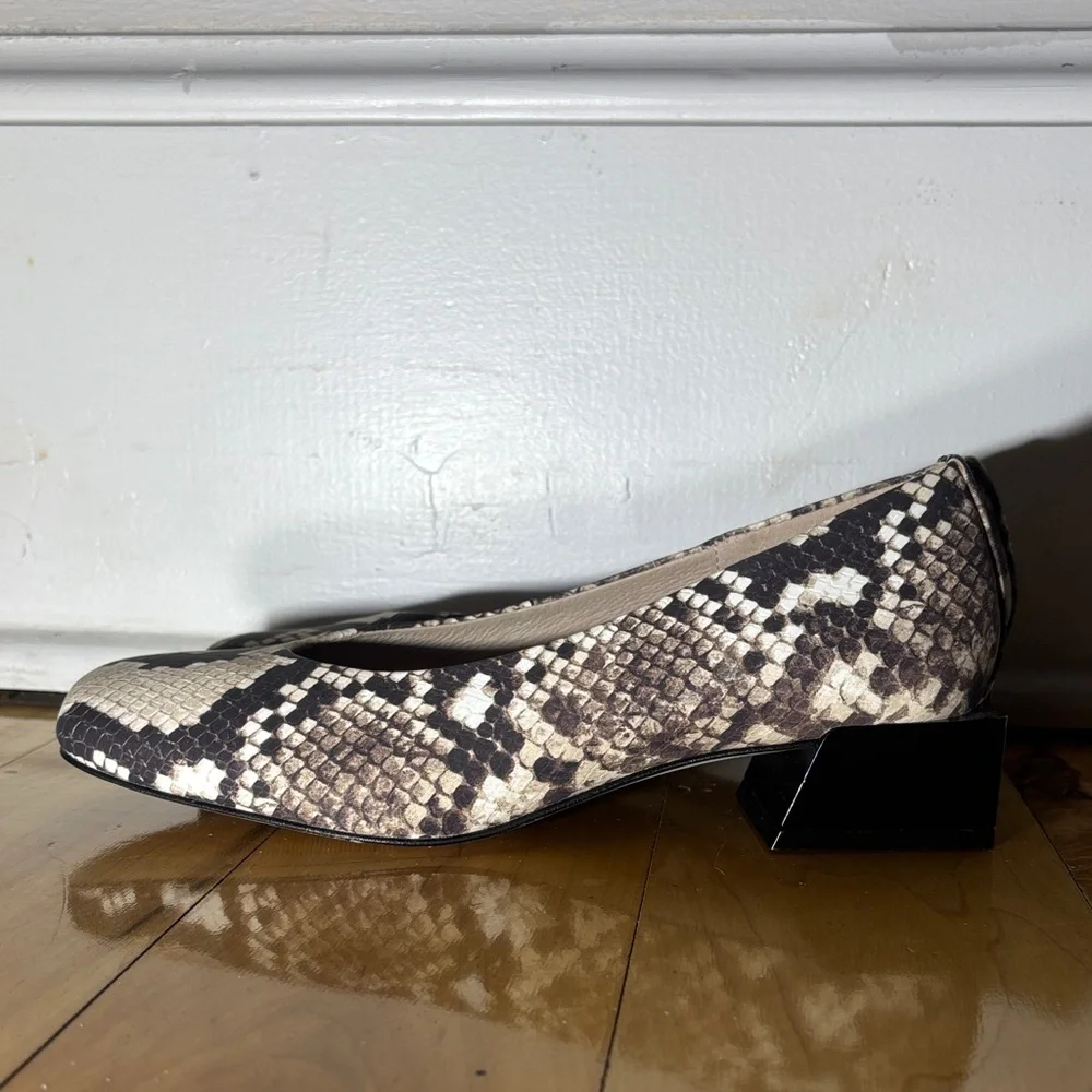 Walt Snake Print Square Toe Block Heel Pumps - Picture 5 of 8